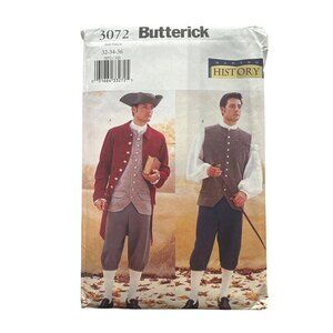 Butterick 3072 Historical Sewing Pattern Size 32 34,36 Coat Vest Shirt Pant Hat